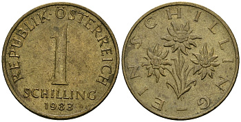 Австрия 1 шиллинг 1983 KM 2886 алюминиевая бронза 4135-213