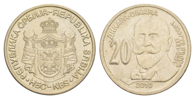 Сербия 20 динаров 2010 160 лет со дня рождения Джорджа Вайферта KM 61 медь цинк никель aUNC 4650-627