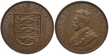 Джерси 1/24 шиллинга 1931 Георг V (1910-1936) KM 15 бронза aUNC 4393-1115