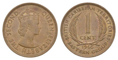 Восточные Карибские острова (Карибы) 1 цент 1965 KM 2 бронза 4514-1215