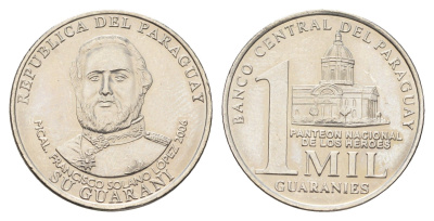 Парагвай 1000 гуарани 2006 KM 198 сталь плакированная медно-никель UNC 4666-1156