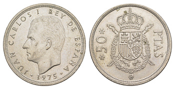 Испания 50 песет 1975 (80) M, Хуан Карлос I (1975-2014) KM 809 медно-никель UNC 4645-821