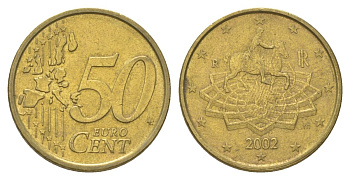 Италия 50 евроцентов 2002 R, Конная статуя Марка Аврелия KM 215 нордик 4629-343