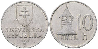 Словакия 10 геллеров 2000 KM 17 алюминий aUNC 4621-466