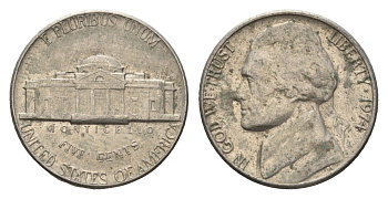 США 5 центов 1974 Джефферсон KM A192 медно-никель 4674-534