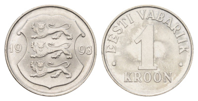 Эстония 1 крона 1993 KM 28 медно-никель UNC 4678-917