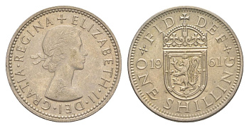 Великобритания 1 шиллинг 1961 Елизавета II (1952-2022), Шотландский герб KM 905, Spink 4148 медно-никель UNC 4631-1247