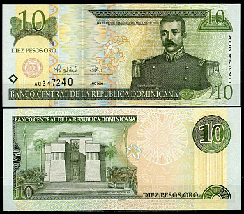 Доминиканская Республика 10 песо 2000 Матиас Мелла Рамон Pick 165 a бумага UNC (пресс) 6294-22-4-1