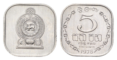 Шри-Ланка 5 центов 1978 KM 139a алюминий UNC 4669-341