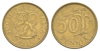 Финляндия 50 пенни 1984 KM 48 алюминиевая бронза UNC 4648-517