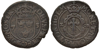 Швеция 2 эре 1573 Юхан III Ваза (1568-1592) SM 65b медь 443-1244