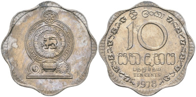 Шри-Ланка 10 центов 1978 KM 140a алюминий 4135-1226