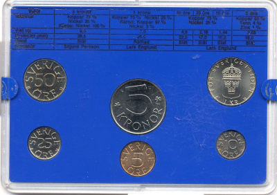 Швеция набор монетного двора из 6 монет 1979 в пластике Карл XVI Густав (1973- ) KM MS11 UNC 4-3-6-95