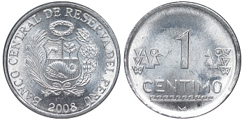 Перу 1 сентимо 2010 LIMA KM 303.4a алюминий aUNC 4189-1037