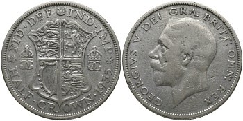 Великобритания 1/2 кроны 1935 Георг V (1910-1936) KM 835, Spink 4037 серебро 4403-741