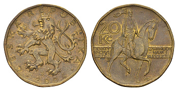 Чехословакия 20 крон 2006 KM 5 сталь плакированная латунью 83-834