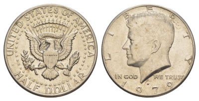 США 1/2 доллара (50 центов) 1979 D, Джон Кеннеди KM A202b медь плакированная медно-никелем aUNC 4117-934