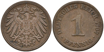 Германия 1 пфенниг 1907 A KM 10, J. 10 медь 4567-1247