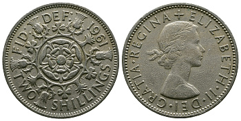 Великобритания 2 шиллинга (флорин) 1961 Елизавета II (1952-2022) KM 906, Spink 4146 медно-никель 4382-323