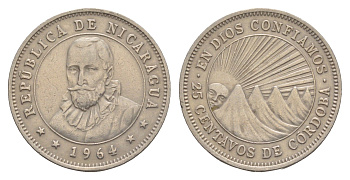 Никарагуа 25 сентаво 1964 KM 18.2 медно-никель 4641-252
