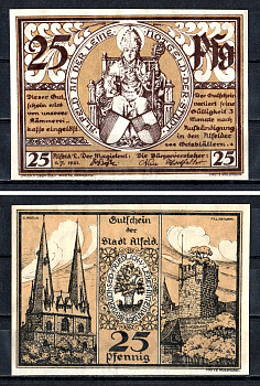 Альфельд (Пруссия, Ганновер) 25 пфеннигов 1921 Mehl Grabowski 11.1-1/2 бумага UNC (пресс) 7556-41-3-1