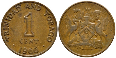 Тринидад и Тобаго 1 цент 1966 герб KM 1 бронза 4396-926