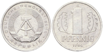 ГДР 1 пфенниг 1984 A KM 8.2 алюминий 4613-936