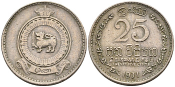 Цейлон 25 центов 1971 KM 131 медно-никель 4567-165