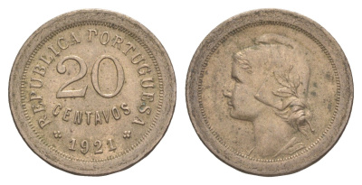 Португалия 20 сентаво 1921 KM 571 медно-никель UNC 4127-812
