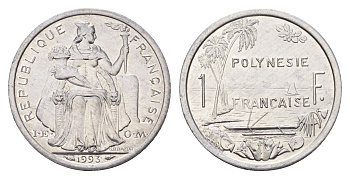 Французская Полинезия 1 франк 1993 KM 11 алюминий UNC 4118-743