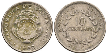 Коста-Рика 10 сентимо 1969 KM 185.2 медно-никель 4124-163