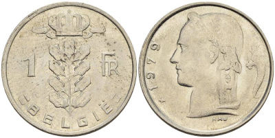 БЕЛЬГИЯ 1 ФРАНК 1979 BELGIE KM 143.1 медно-никель 4546-431