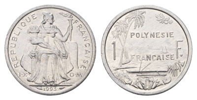Французская Полинезия 1 франк 1993 KM 11 алюминий UNC 4118-743