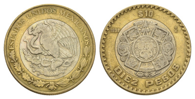 Мексика 10 песо 1998 KM 616 биметалл 4675-316