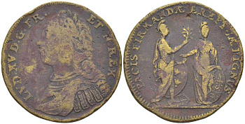 Франция жетон ND Людовик XV (1715-1774), PACIS FIRMANDAE EREPTUM PIGNUS, диаметр 23,5-24 мм.  латунь    210-131