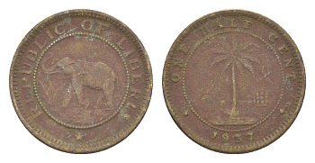 Либерия 1/2 цента 1937 KM 10 латунь 4614-918