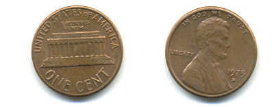 США 1 ЦЕНТ 1975 D, ЛИНКОЛЬН KM 201 медь цинк 179-331