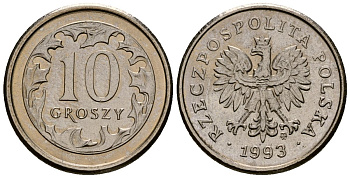 Польша 10 грошей 1993 Y 279 медно-никель 4164-965