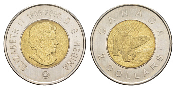 Канада 2 доллара 2006 10 лет чеканки KM 836 биметалл UNC 4631-845