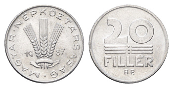 Венгрия 20 филлеров 1987 BP KM 573 алюминий 4668-117