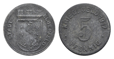 Эльберфельд 5 пфеннигов 1917 Funck 111.1, Men05 6413.1, Men18 8040.1 цинк 4516-457