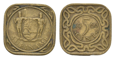 Суринам 5 центов 1966 KM 12 никель латунь 4674-642