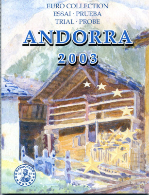 Андорра набор из 8 монет 2003 1 евроцент-2 евро, европробники, в оригинальном буклете UNC 00-00