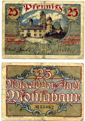 Монтабаур 25 пфеннигов 1920 1 декабря 1920, нотгельд, земля Рейнланд-Пфальц Grabowski 898.1 бумага 2193-23-1-1
