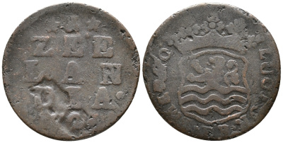 НИДЕРЛАНДЫ, ЗЕЛАНДИЯ 1 ДУИТ 1792 KM 105 медь 34-843