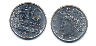 БРАЗИЛИЯ 10 СЕНТАВО 1978 KM 578.1a сталь 51-4533