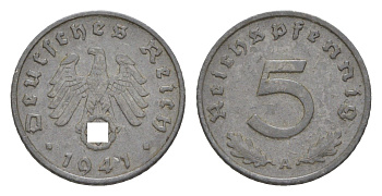 Германия 5 рейхспфеннигов 1941 A KM 100, J.370 цинк 4613-454
