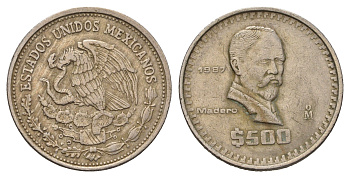 Мексика 500 песо 1987 Мо, Франсиско Игнасио Мадеро KM 529 медно-никель 4692-916