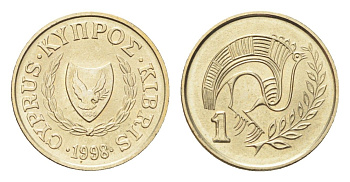 Кипр 1 цент 1998 KM 53.3 никель латунь UNC 4705-644