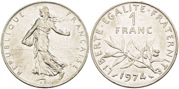 ФРАНЦИЯ 1 ФРАНК 1974 СЕЯТЕЛЬ KM 925.1 никель 4402-1123
